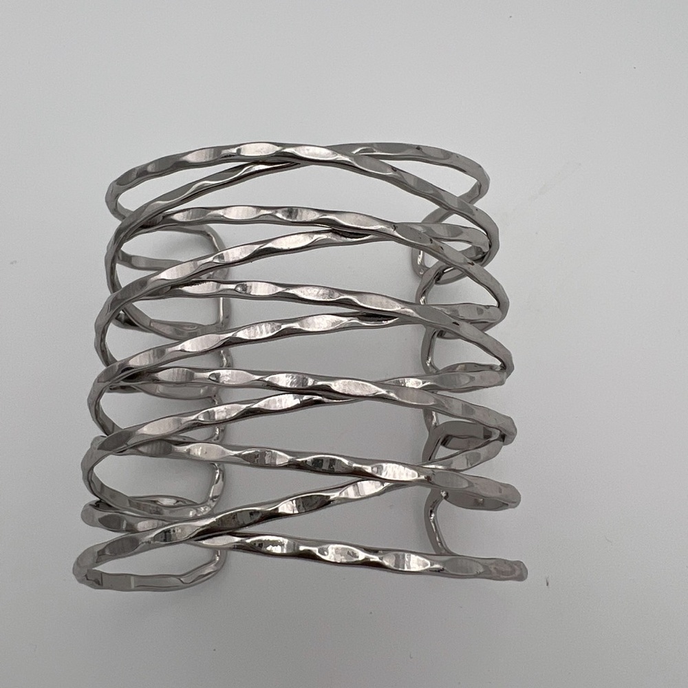 Polished Silver Multi-Row Twisted Cuff Bracelet